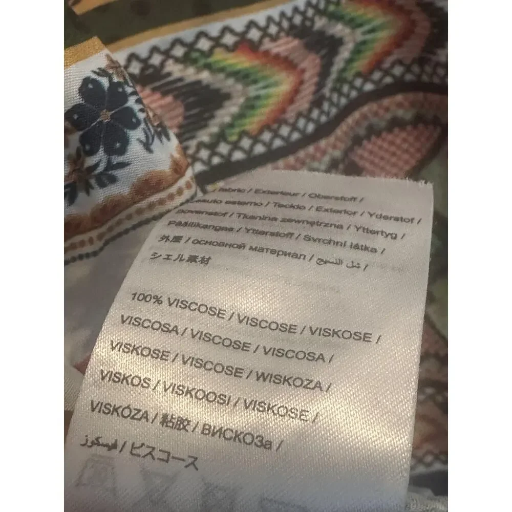 Farm Rio Shirt Womens XS Multicolor Tropical Patchwork Button Front Boho - Picture 7 of 7